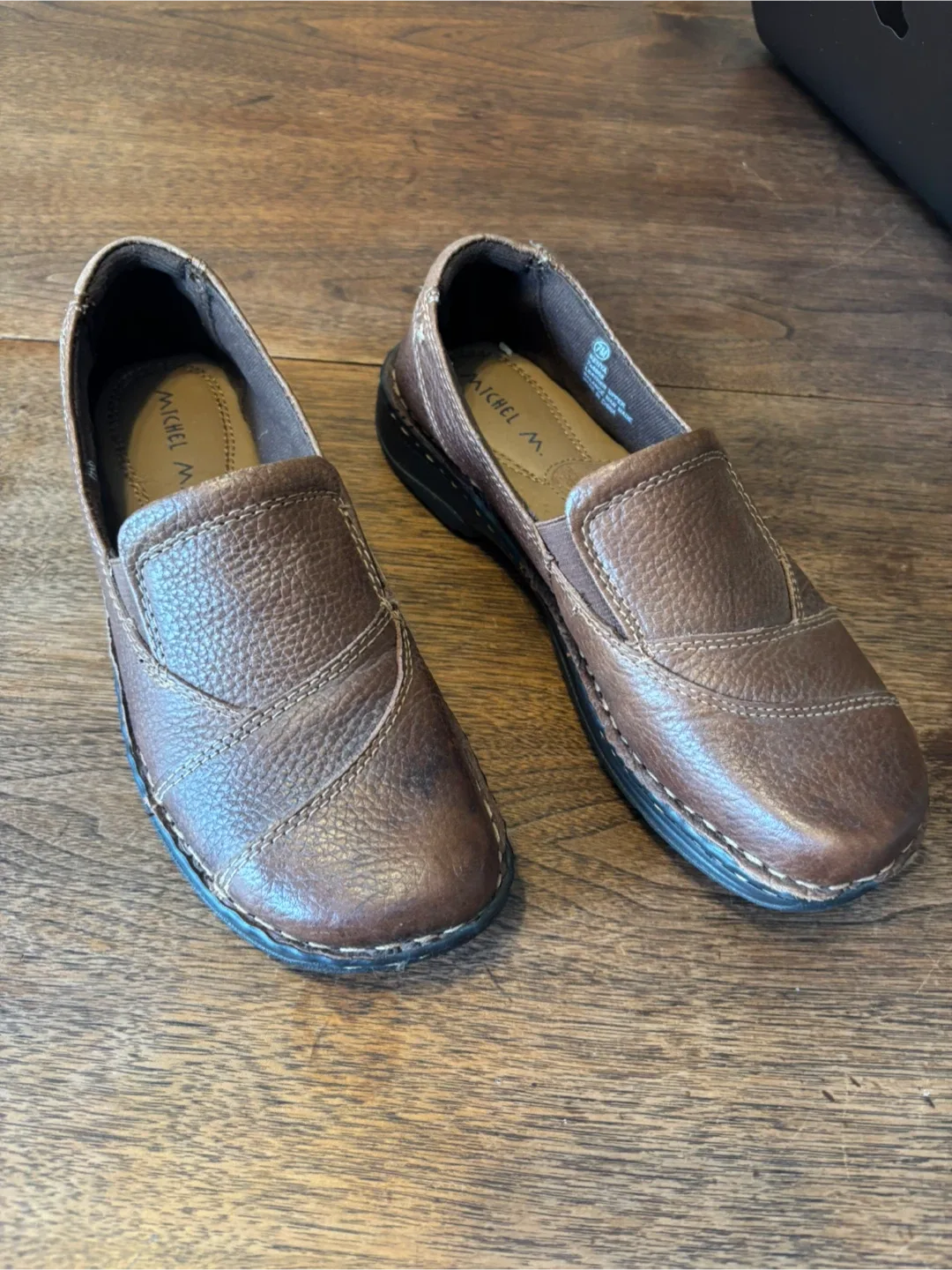 Michel M. Brown Leather Slip-On Shoes image indicator(4)