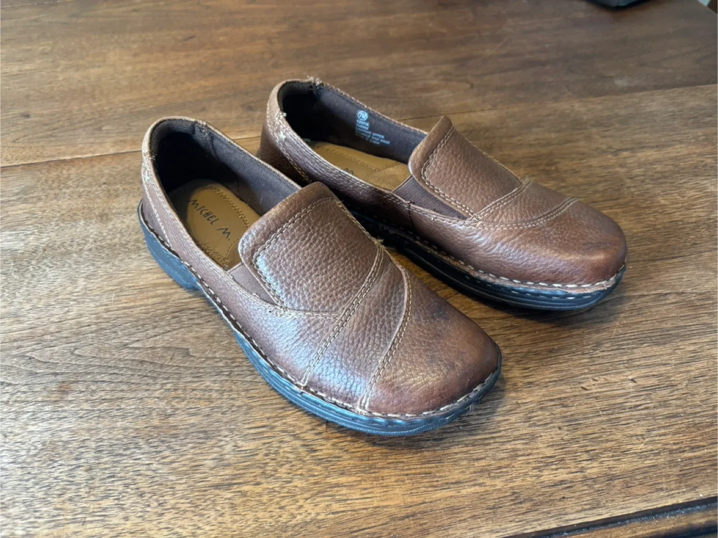 Michel M. Brown Leather Slip-On Shoes image indicator(8)