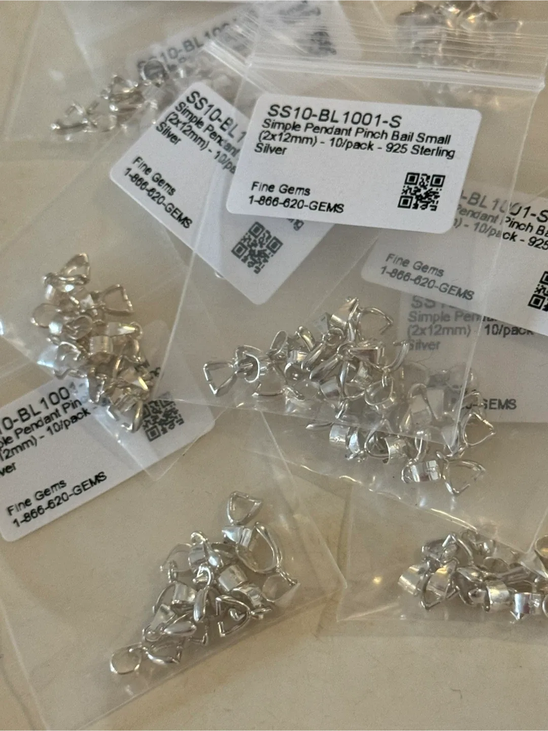 Sterling Silver Pendant Pinch Bail Small / 9 packs of 10 each image indicator(3)