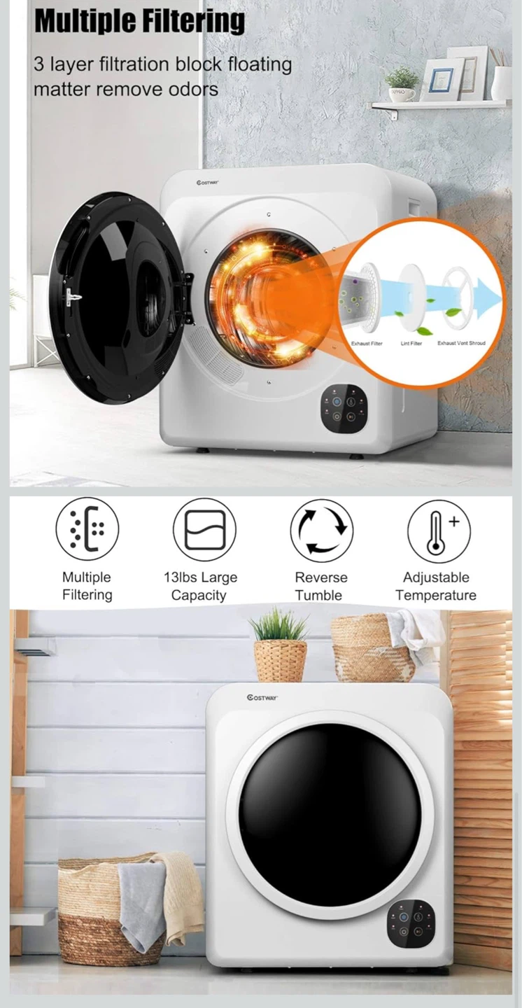 COSTWAY Compact Laundry Dryer - White - photo 2