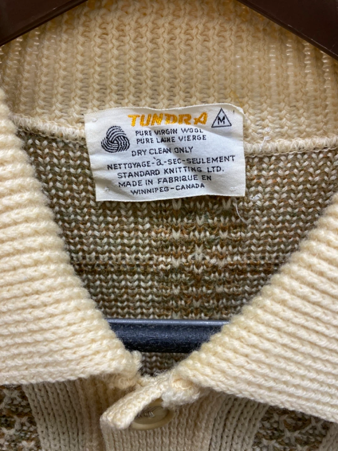 Vintage Tundra Pure Virgin Wool Button-Up Cardigan - M - photo 3