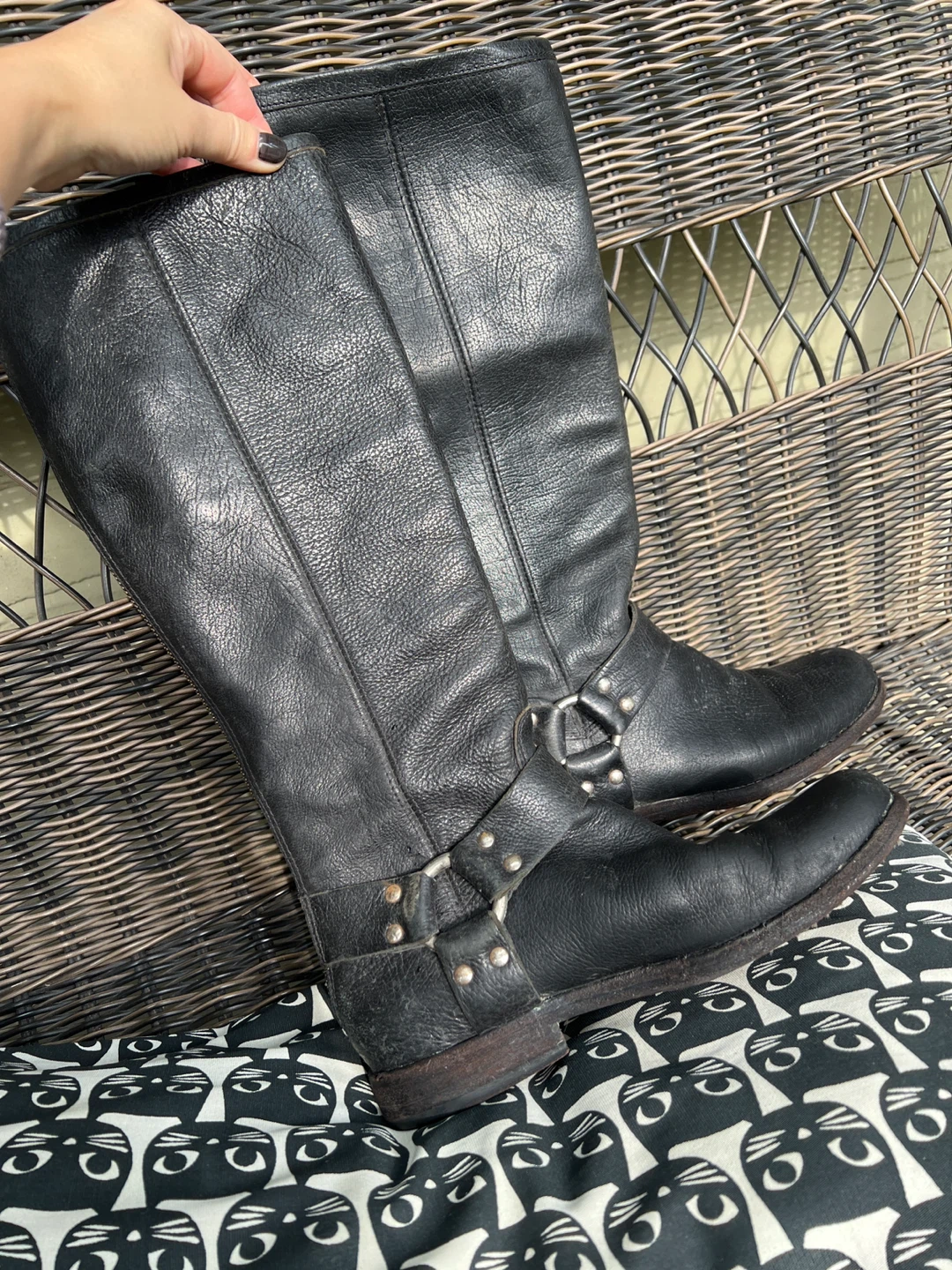 Frye Black Leather Riding Boots - Size 6 - photo 4
