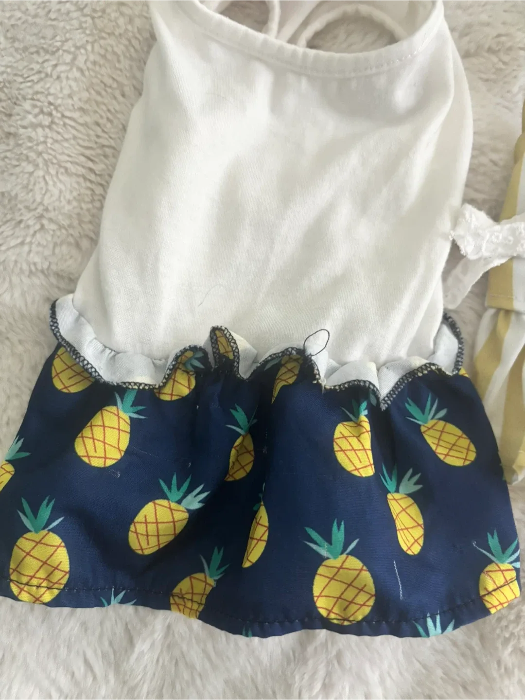 Dog Dress - Yellow Stripe & Pineapple Print image indicator(2)