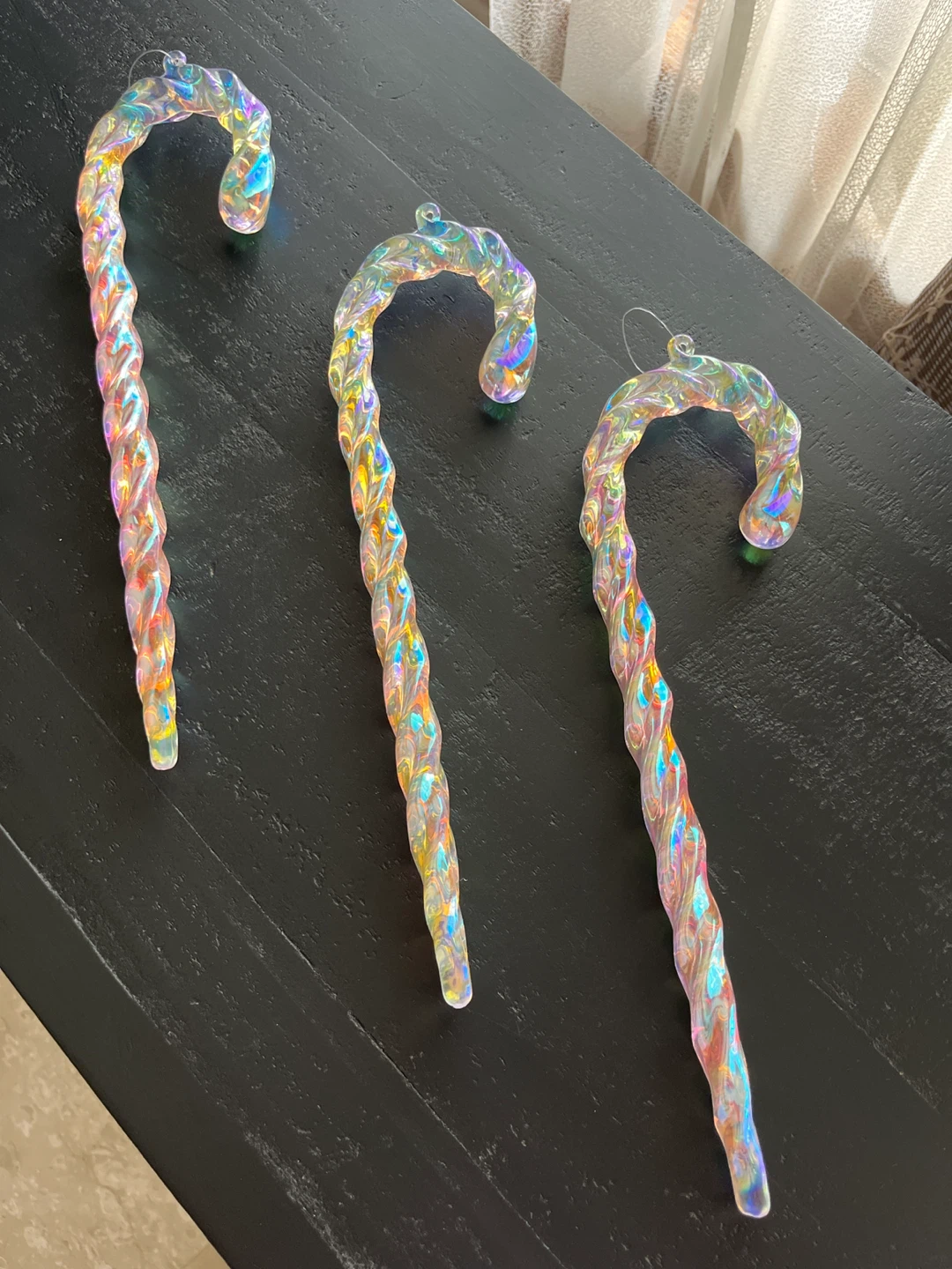 Iridescent Candy Cane Christmas Ornaments