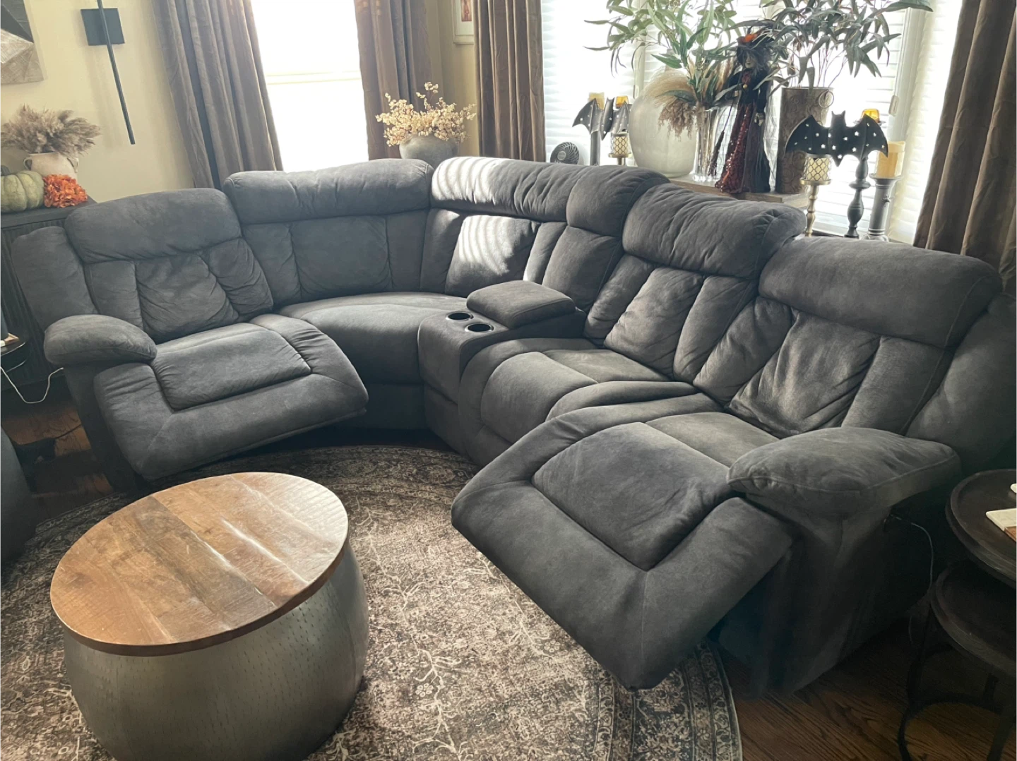 Gray Power Reclining Sectional Sofa and Power Recliner - photo 2