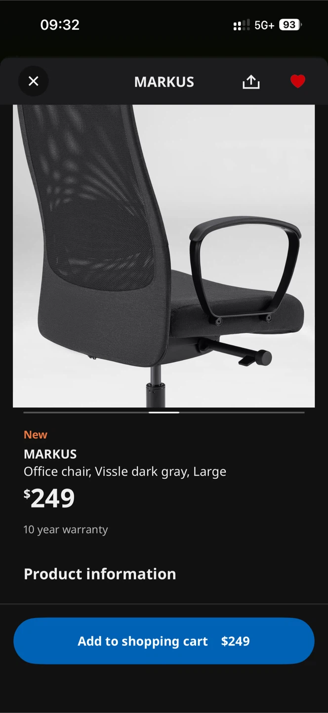IKEA Markus Office Chair - Vissle Dark Gray, Large - photo 4