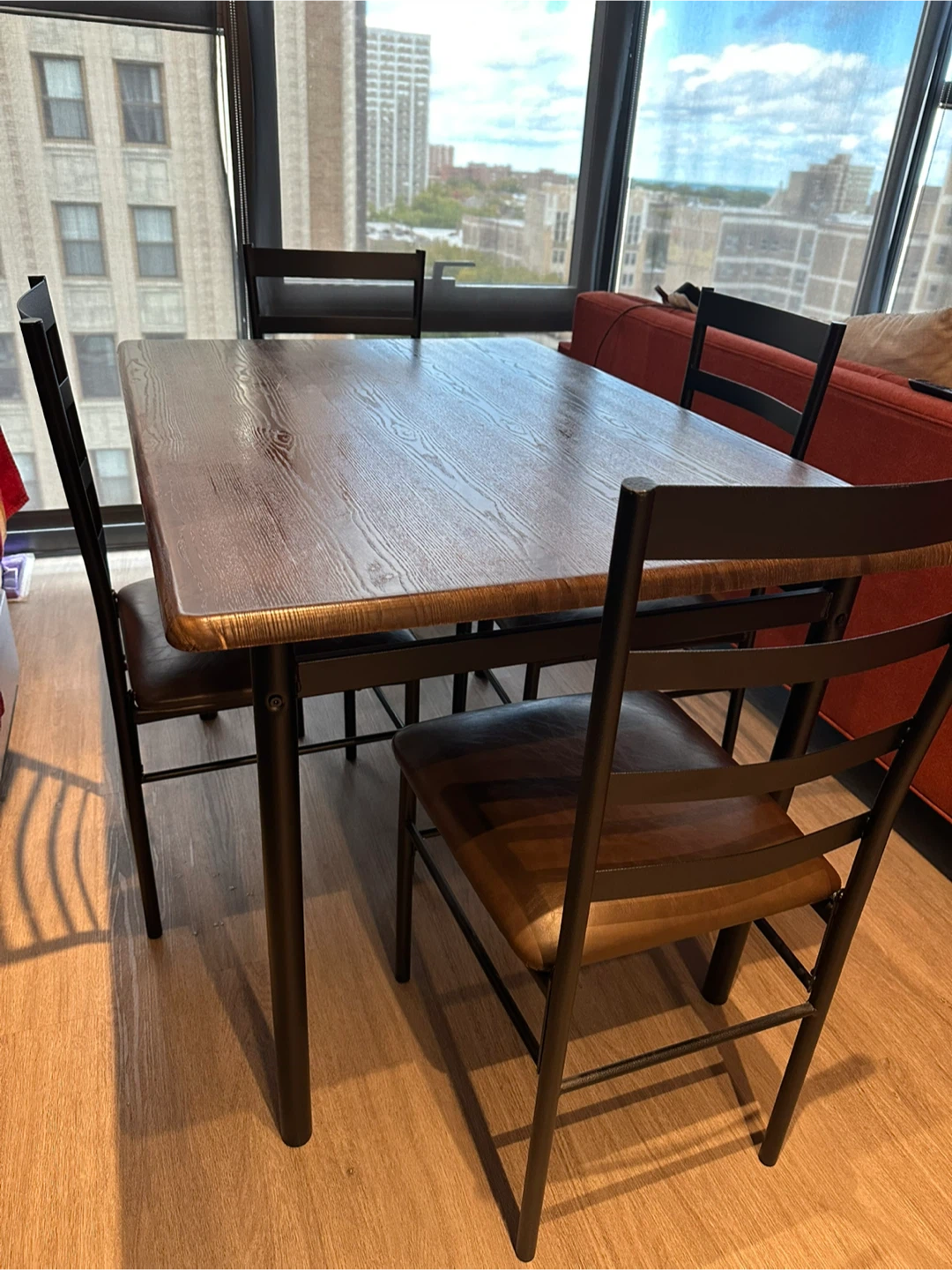 5-Piece Wood & Metal Dining Set