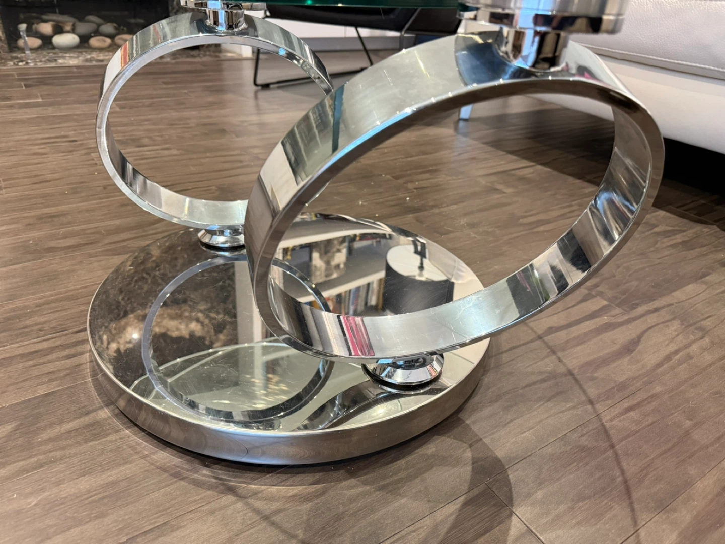 Glass Coffee Table with Chrome Base - photo 3