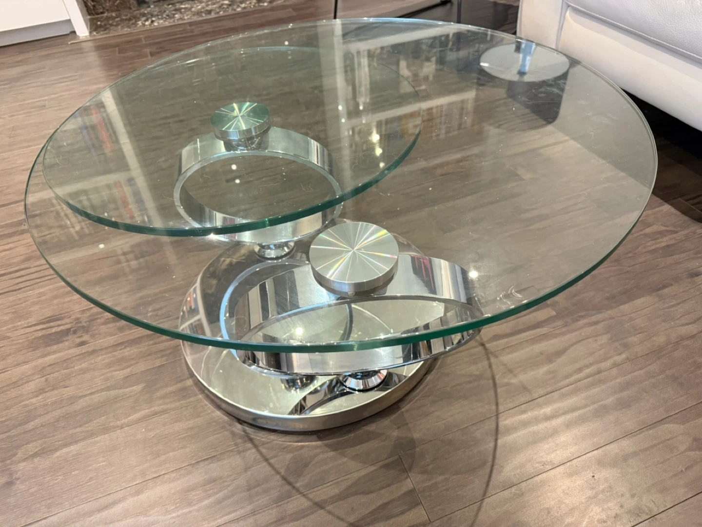 Glass Coffee Table with Chrome Base