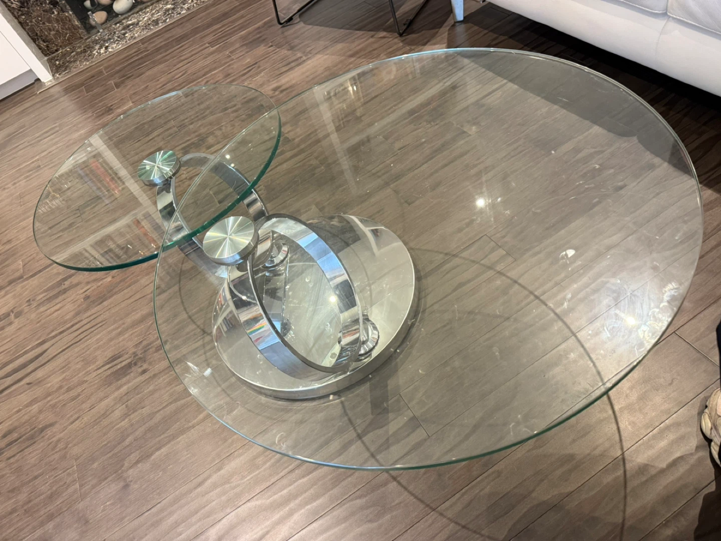 Glass Coffee Table with Chrome Base - photo 2