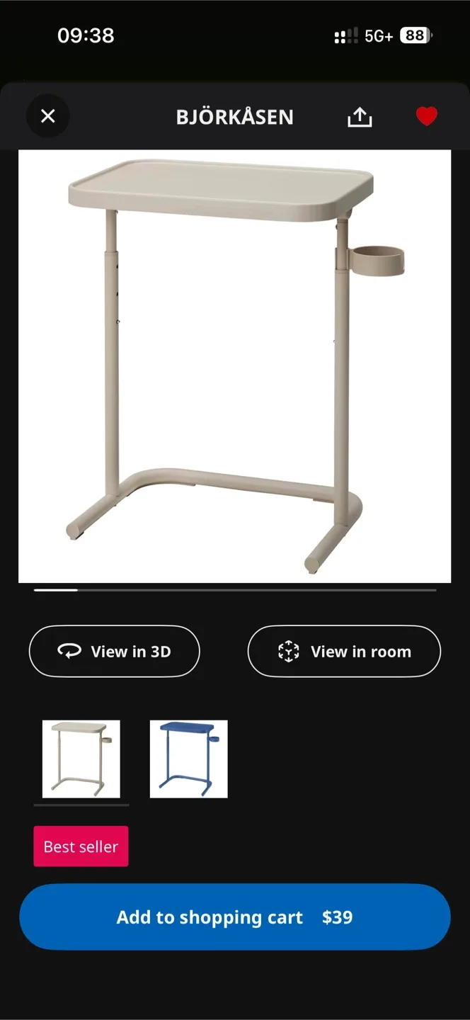 IKEA BJÖRKÅSEN Laptop Table - Beige thumbnail