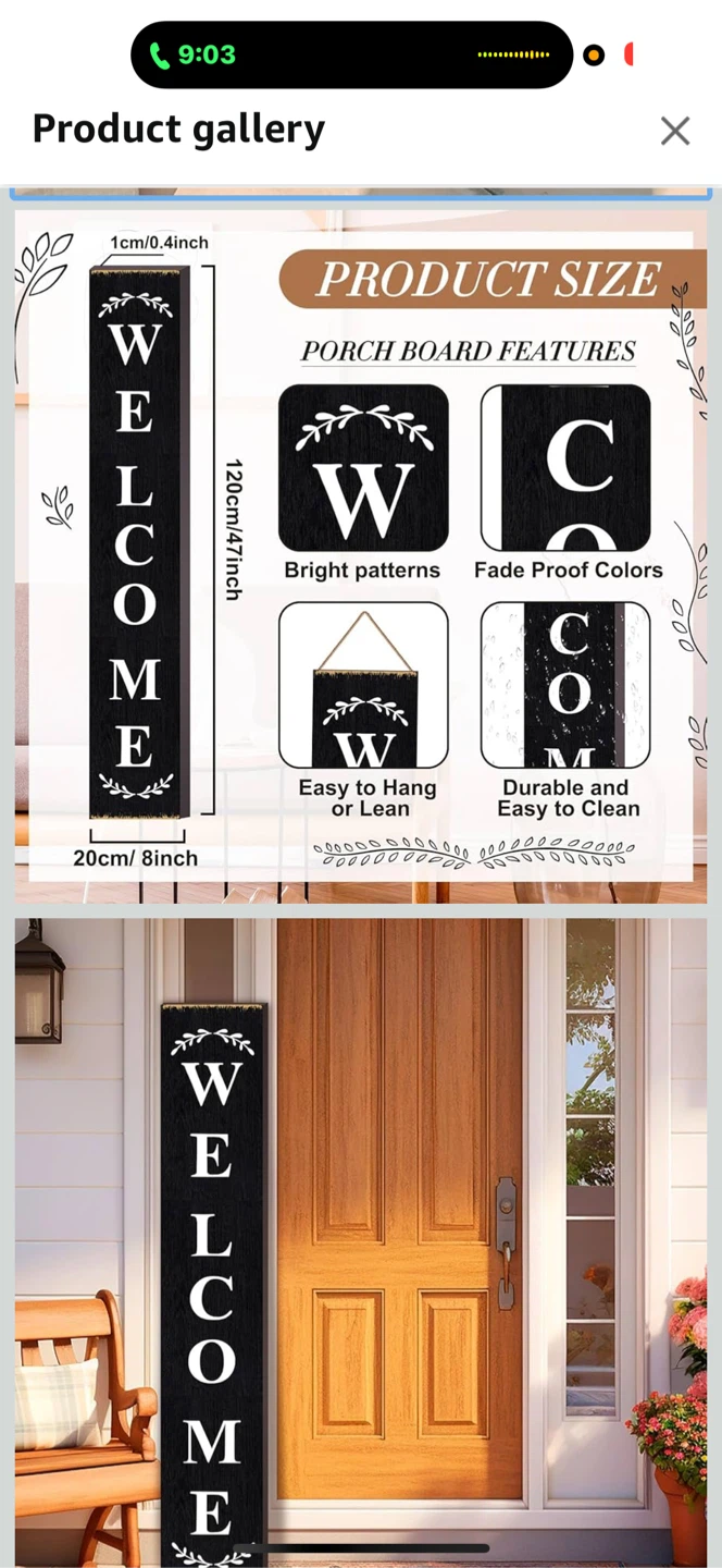 Welcome Sign for Porch - Black and White - photo 2