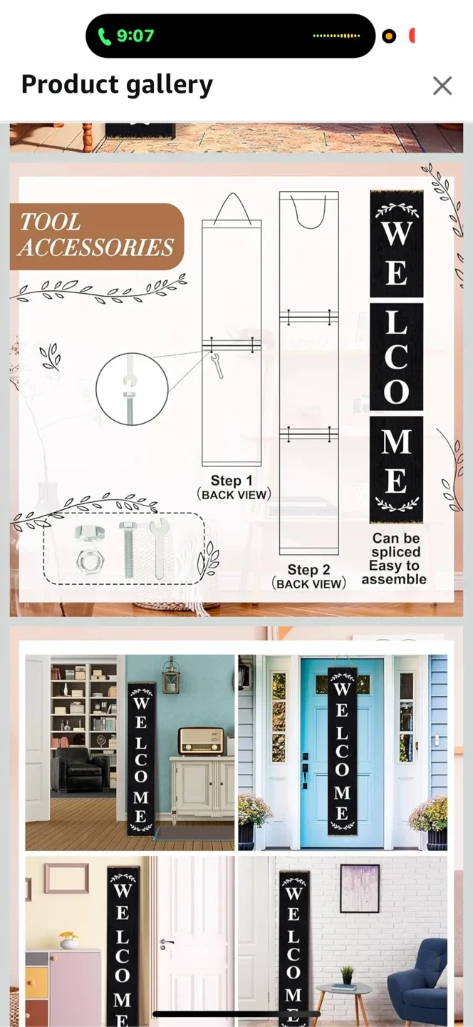 Welcome Sign for Porch - Black and White thumbnail