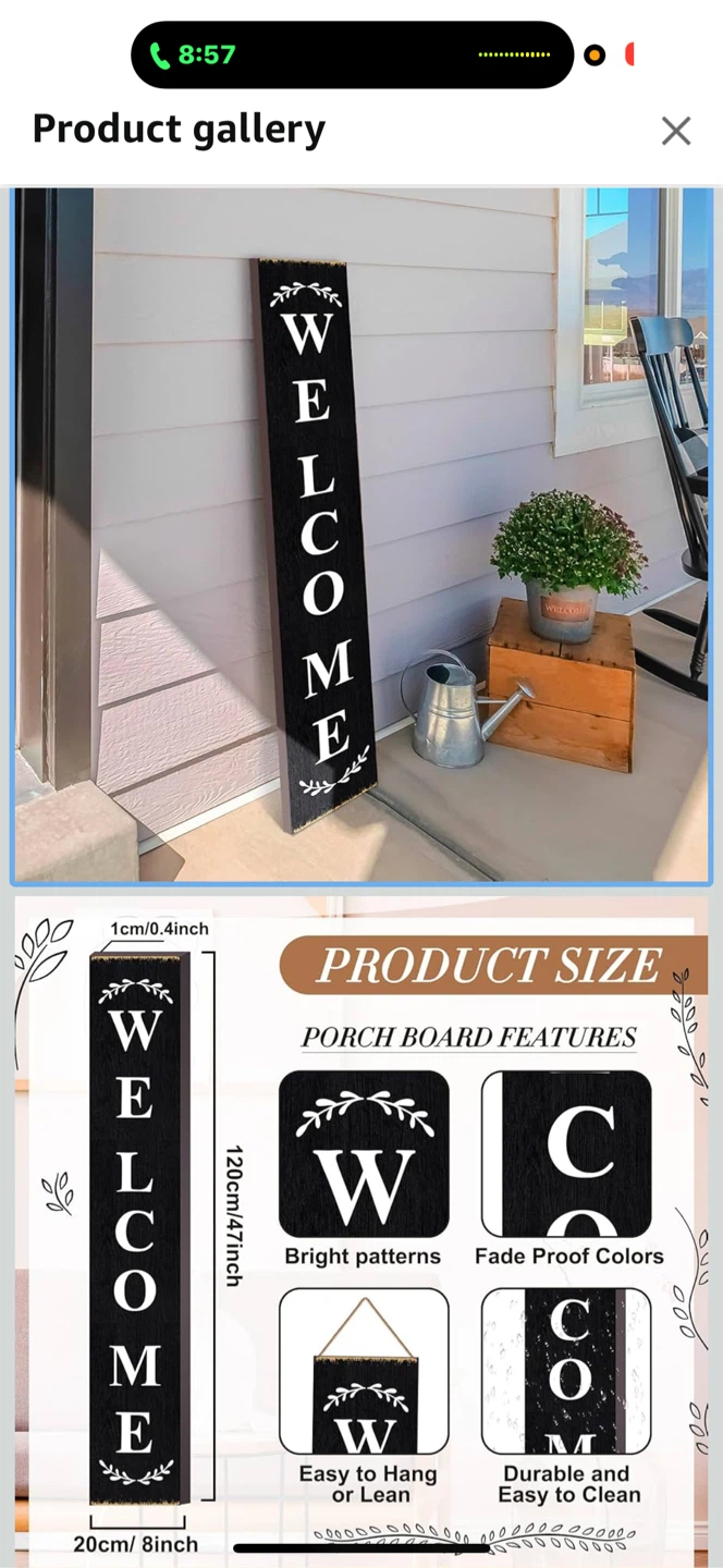 Welcome Sign for Porch - Black and White - photo 3