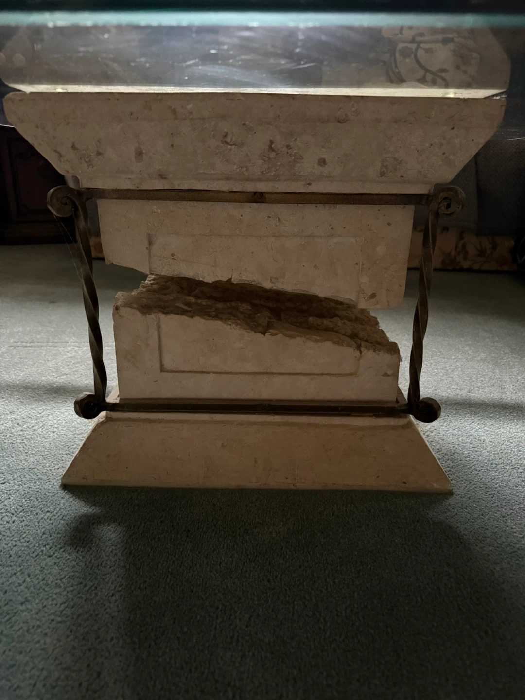 Coffee Table with glass top and floating stone base - photo 3