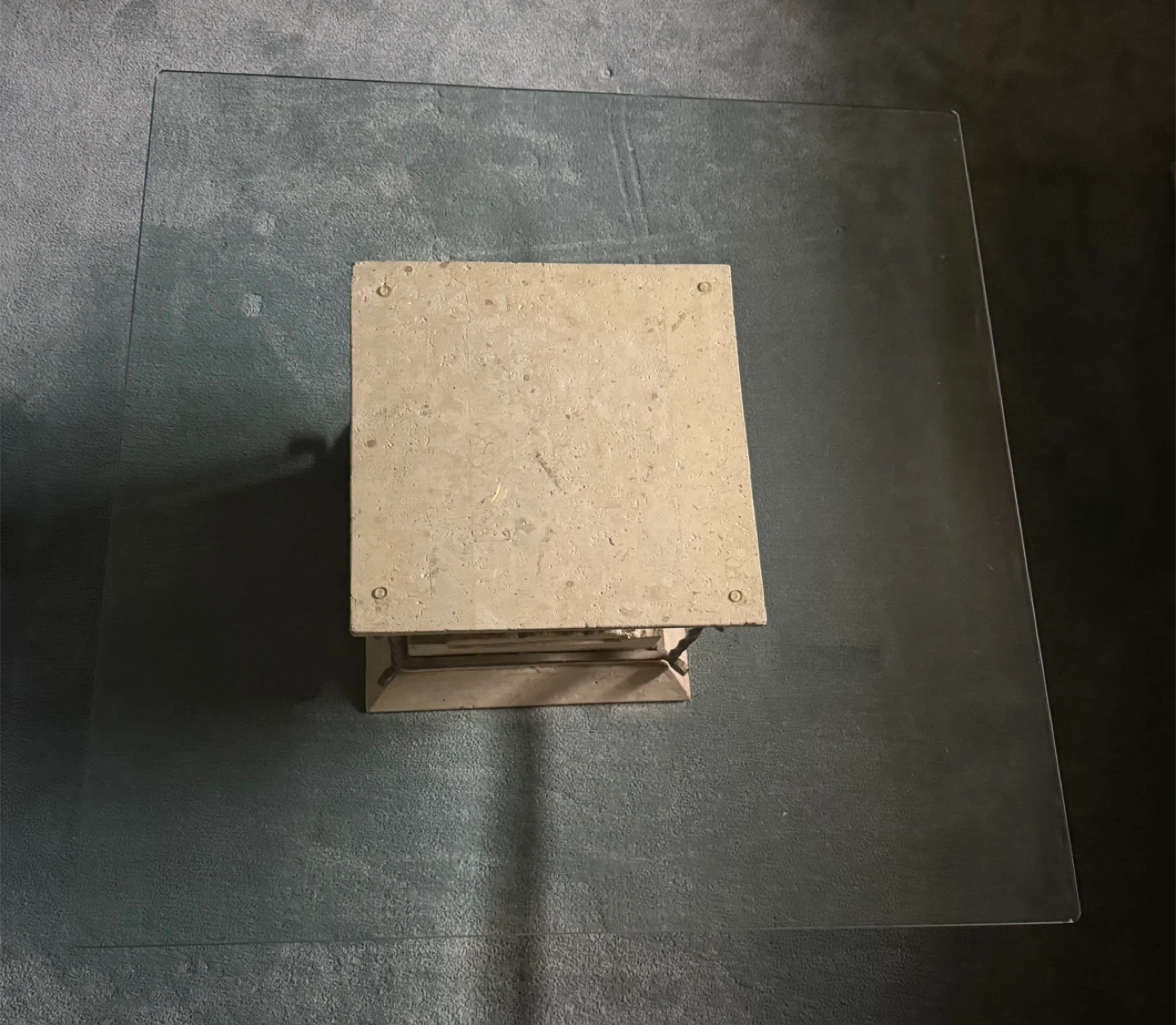 Coffee Table with glass top and floating stone base - photo 4