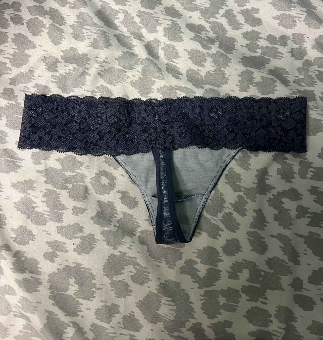 Blue lace & cotton thong - photo 2