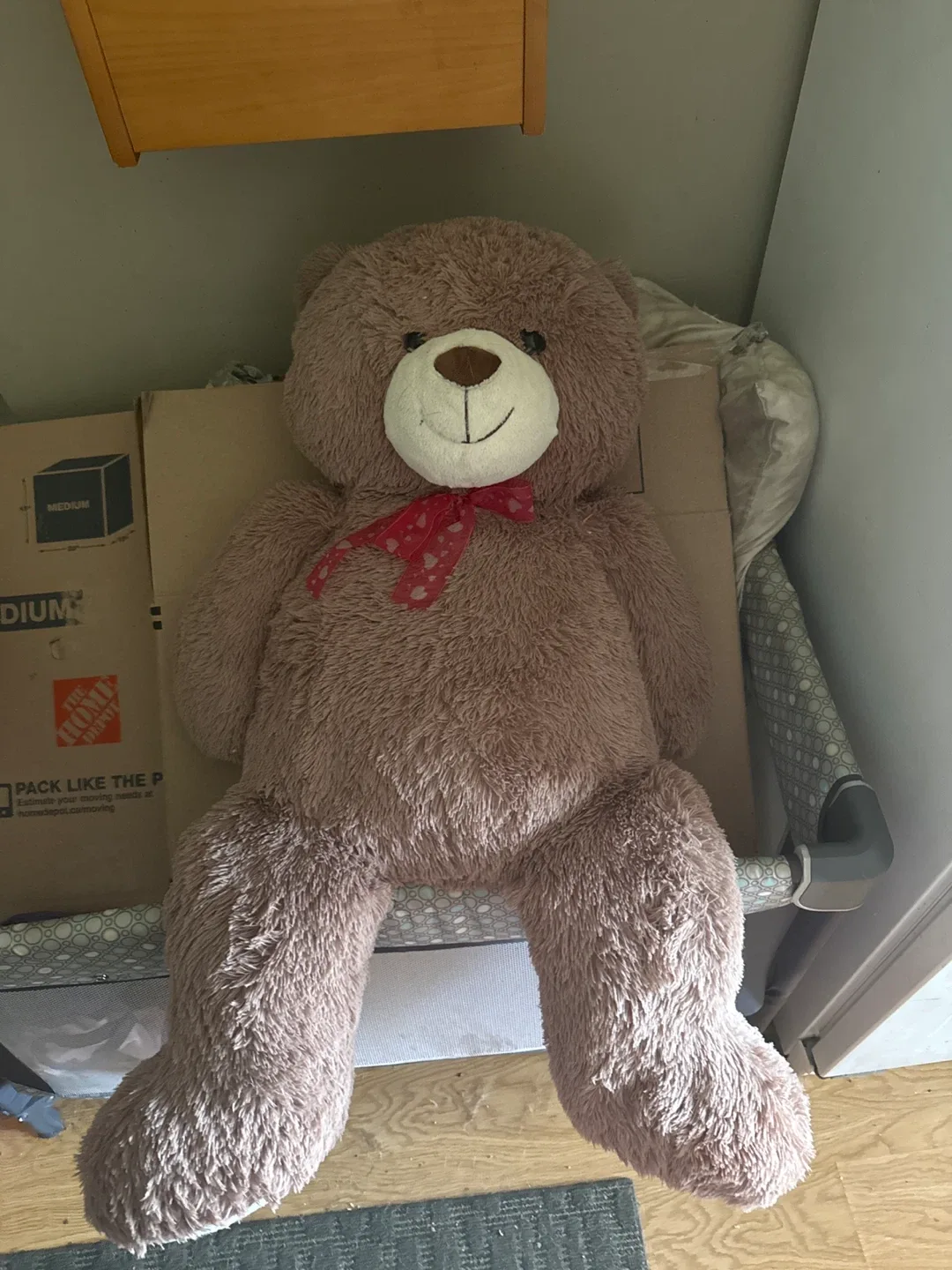 Large Brown Teddy Bear with Red Ribbon image indicator(2)