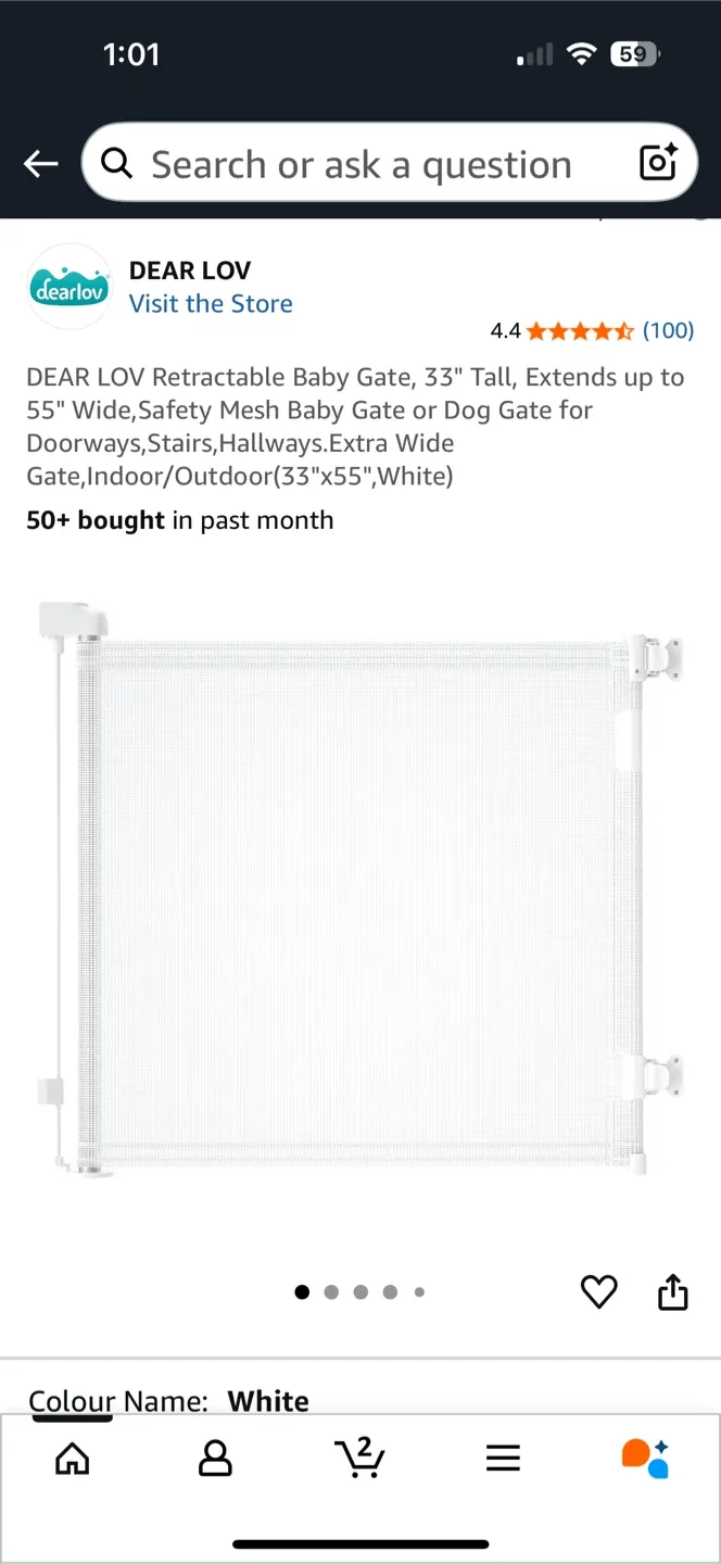 Retractable Baby/Dog Gate, White image indicator(2)