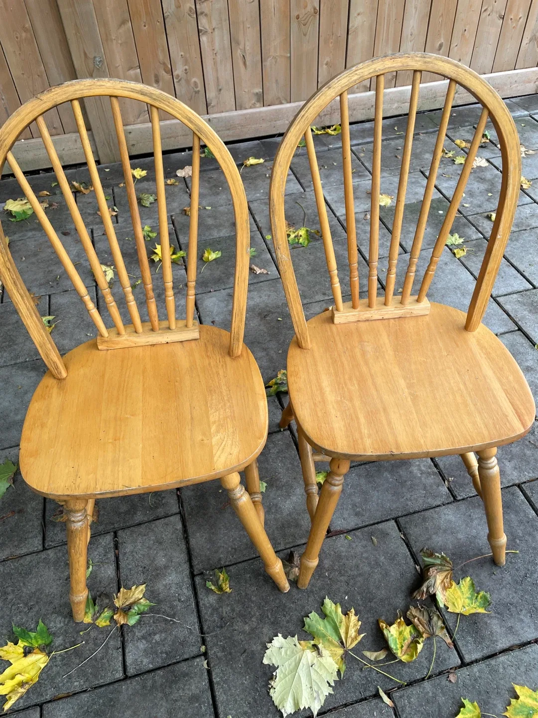 Two Wooden Spindle-Back Dining Chairs image indicator(2)