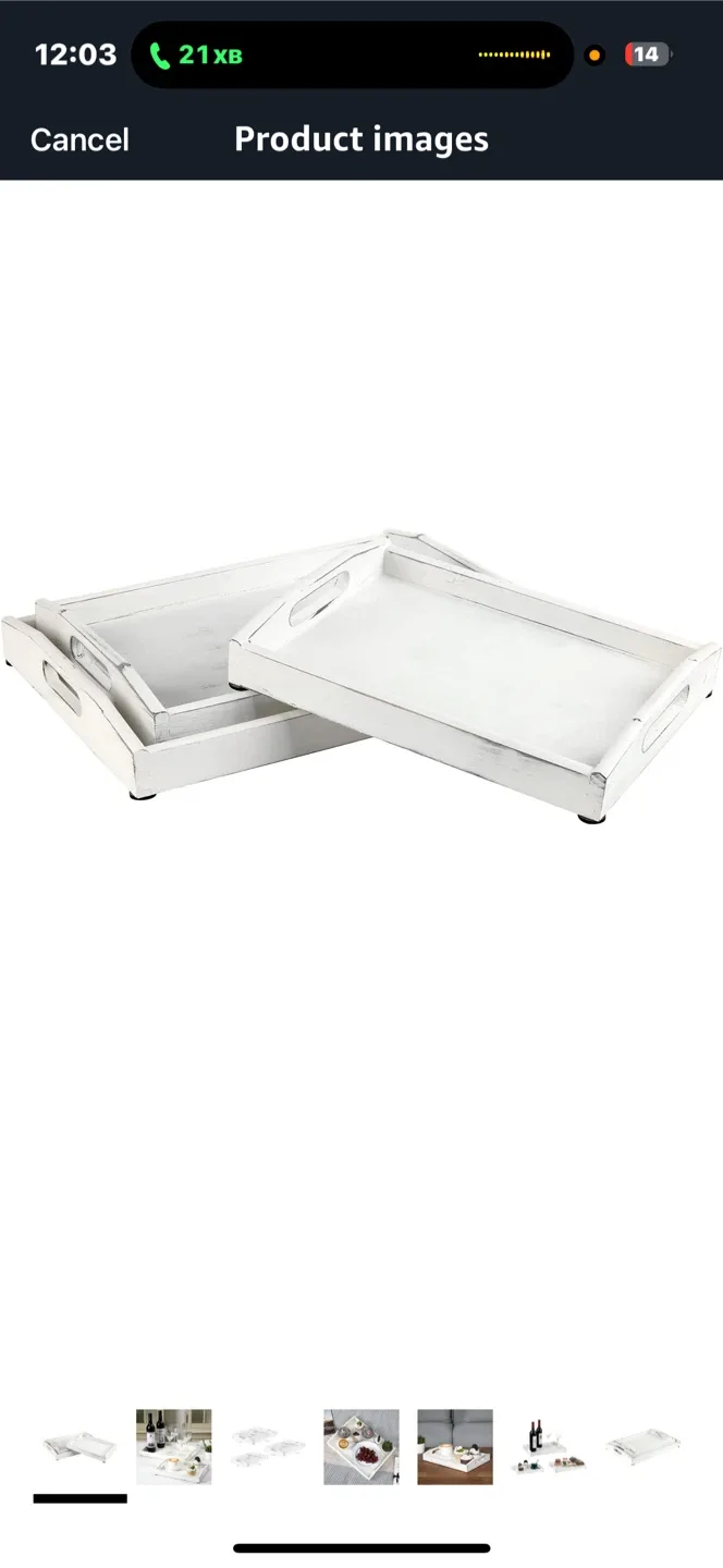 White Wood Nesting Serving Trays - Set of 3 thumbnail