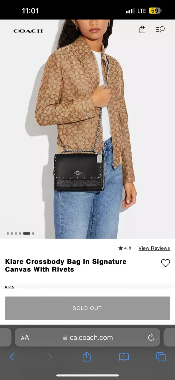 Klare Crossbody Bag In Signature Canvas With Rivets image indicator(8)