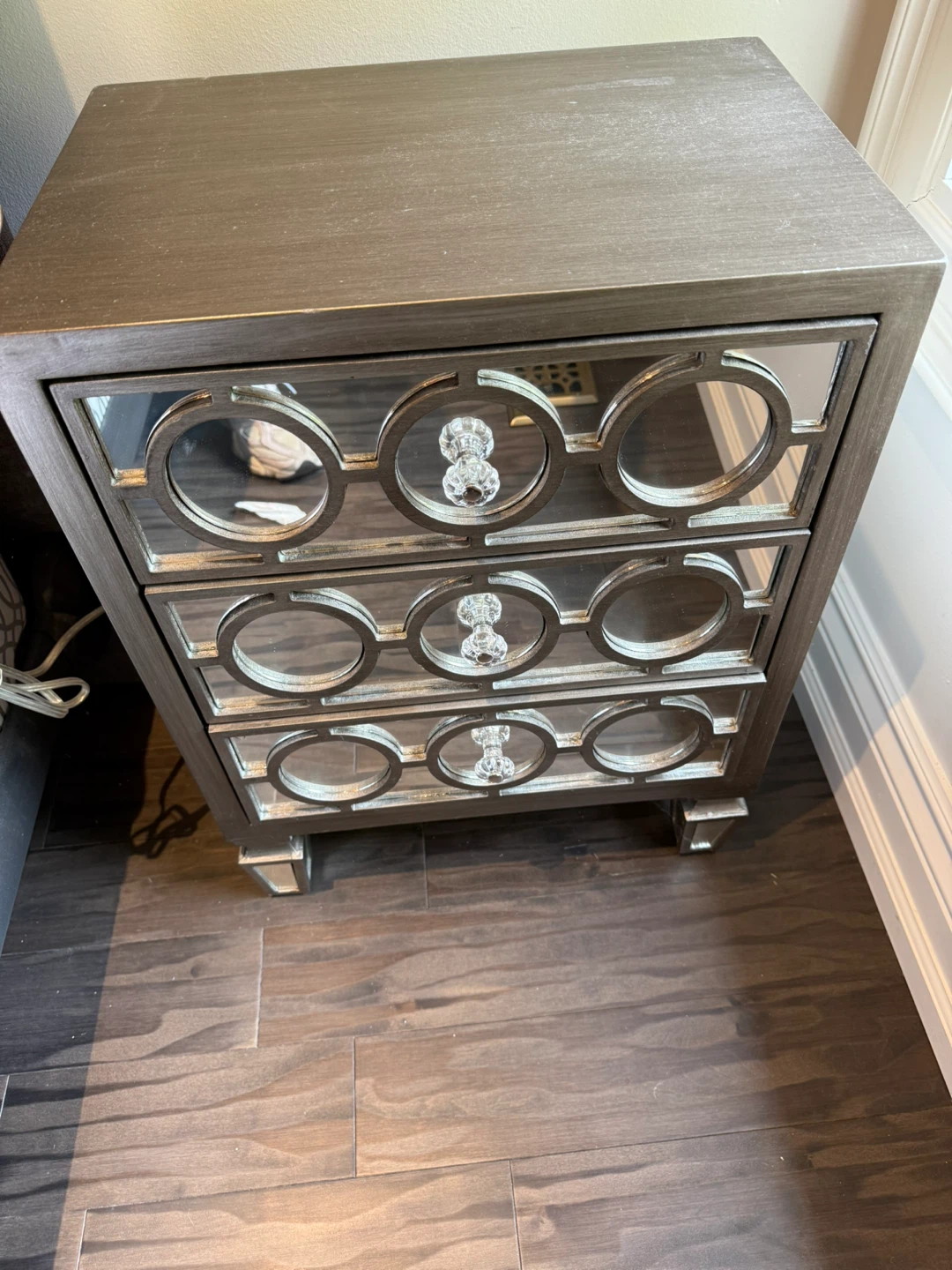 Mirrored 3-Drawer Nightstand - photo 2