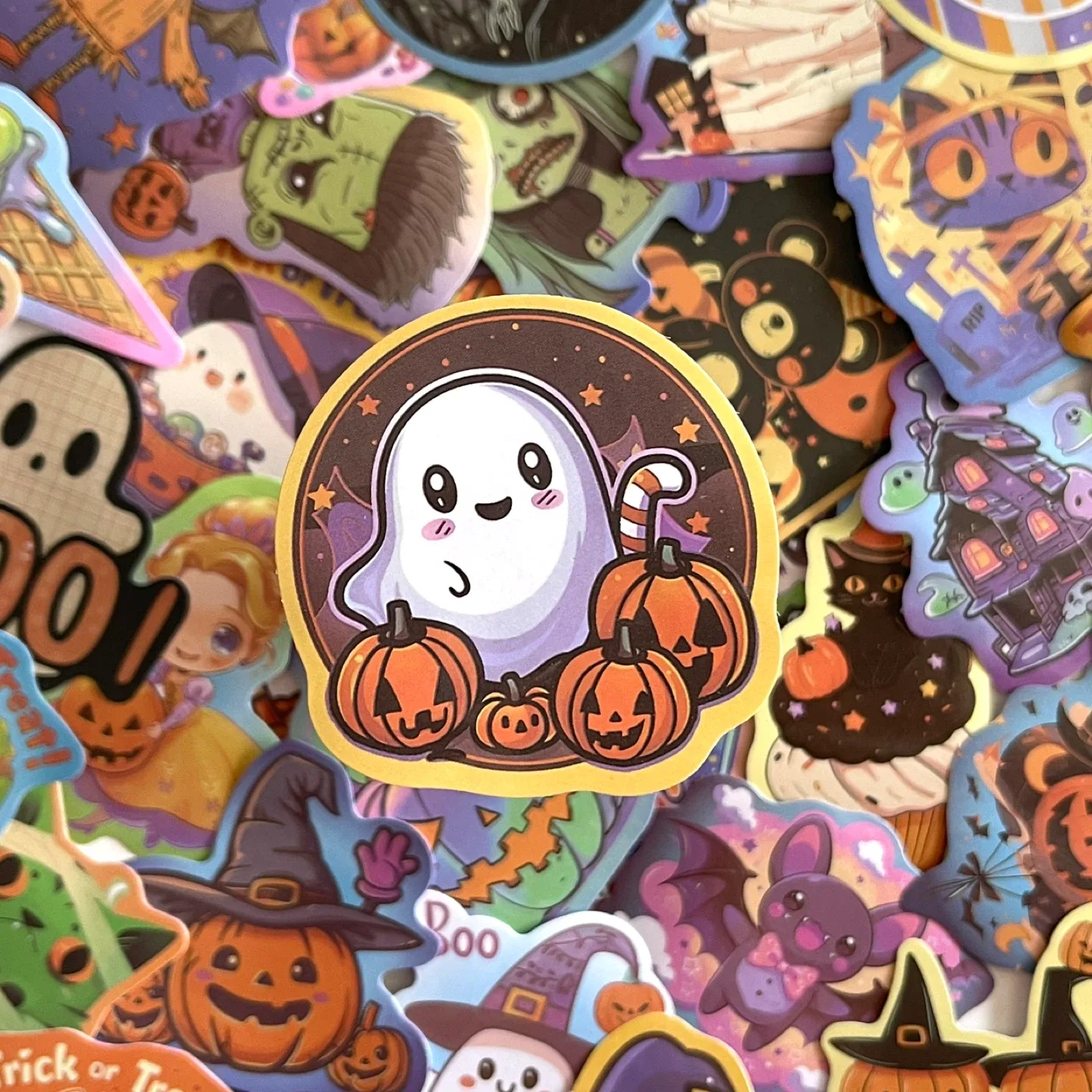 Pack of 50 Cute Trick or Treat Halloween Stickers 🥕 image indicator(6)