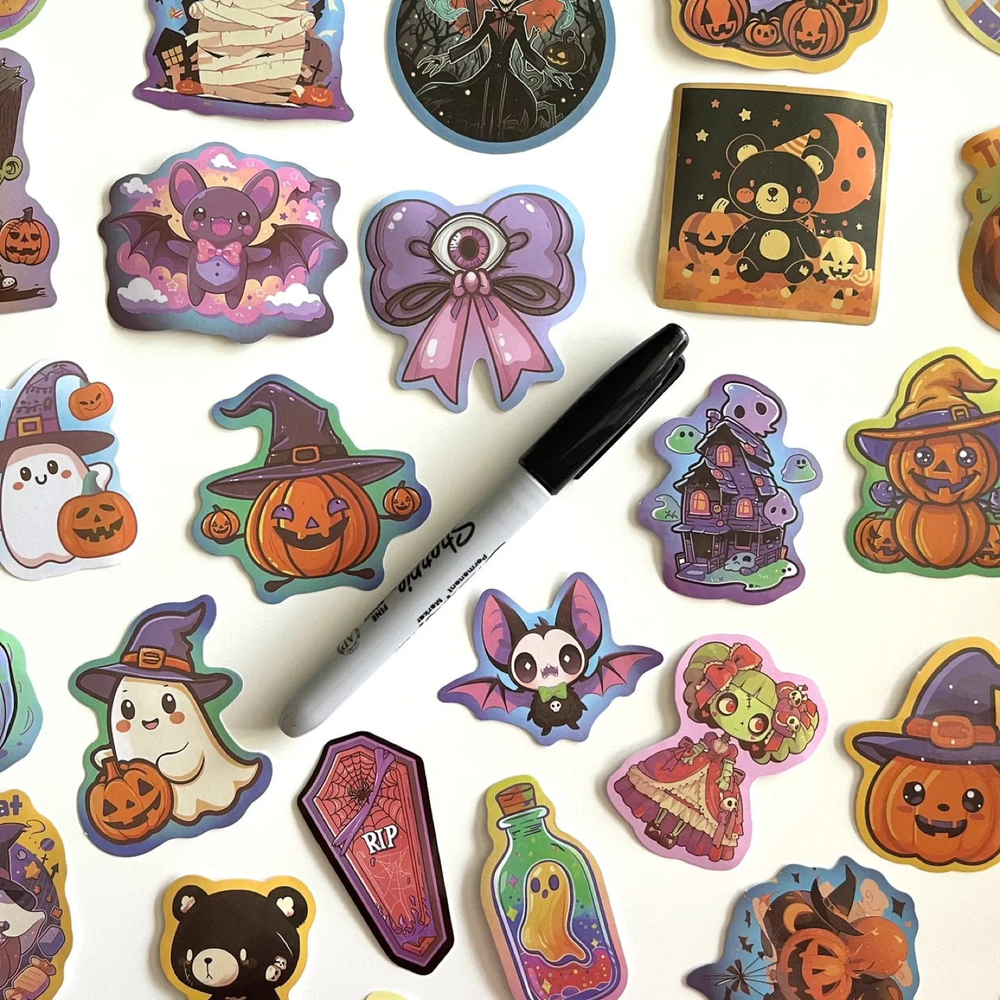 Pack of 50 Cute Trick or Treat Halloween Stickers 🥕 image indicator(7)