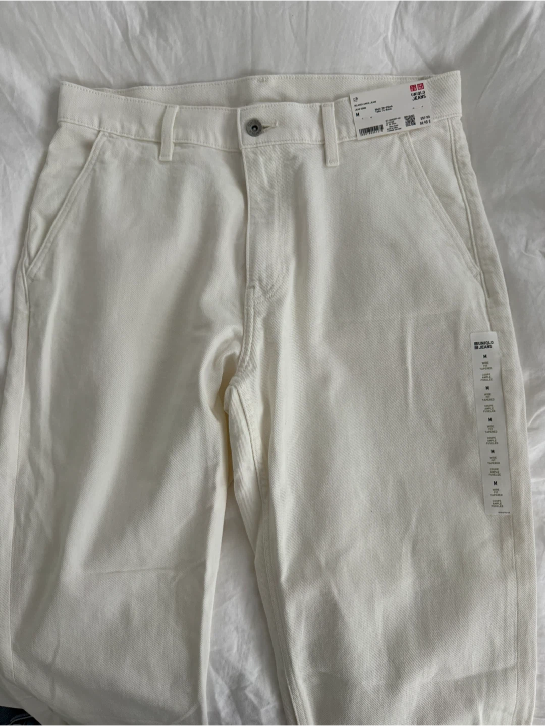 Uniqlo Relaxed Ankle Jeans - Off White, Size M