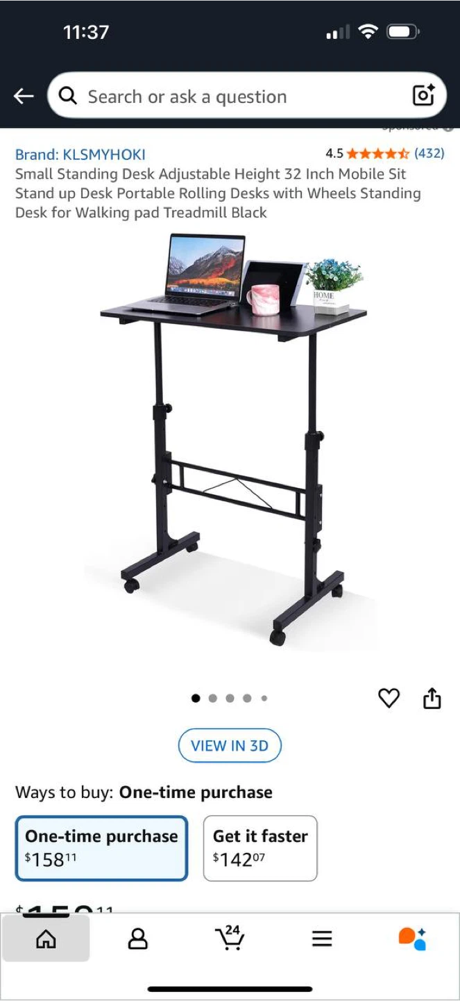 Small Standing Desk Adjustable Height 27–43”