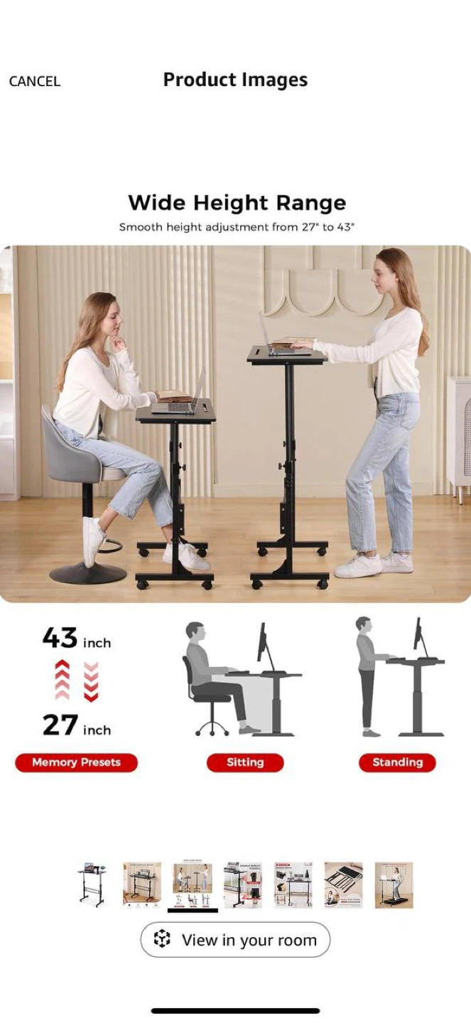 Small Standing Desk Adjustable Height 27–43” - photo 3