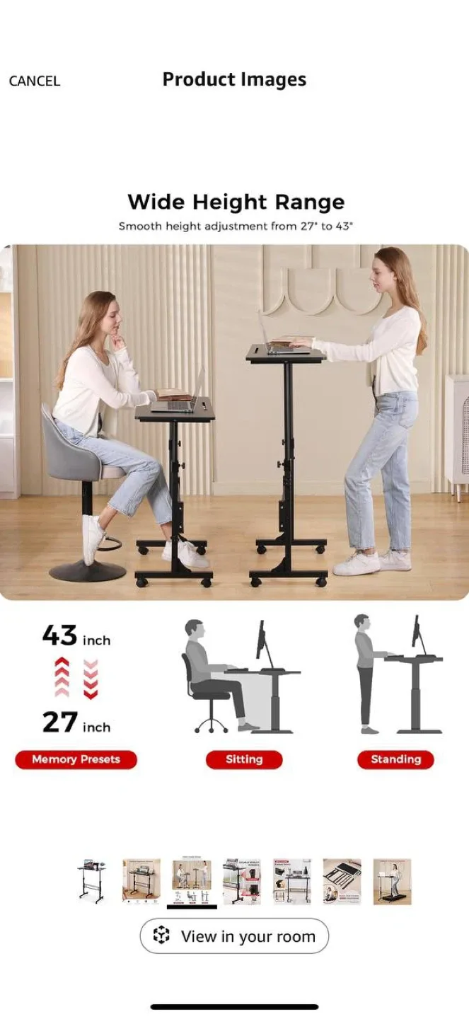 Small Standing Desk Adjustable Height 27–43” image indicator(3)