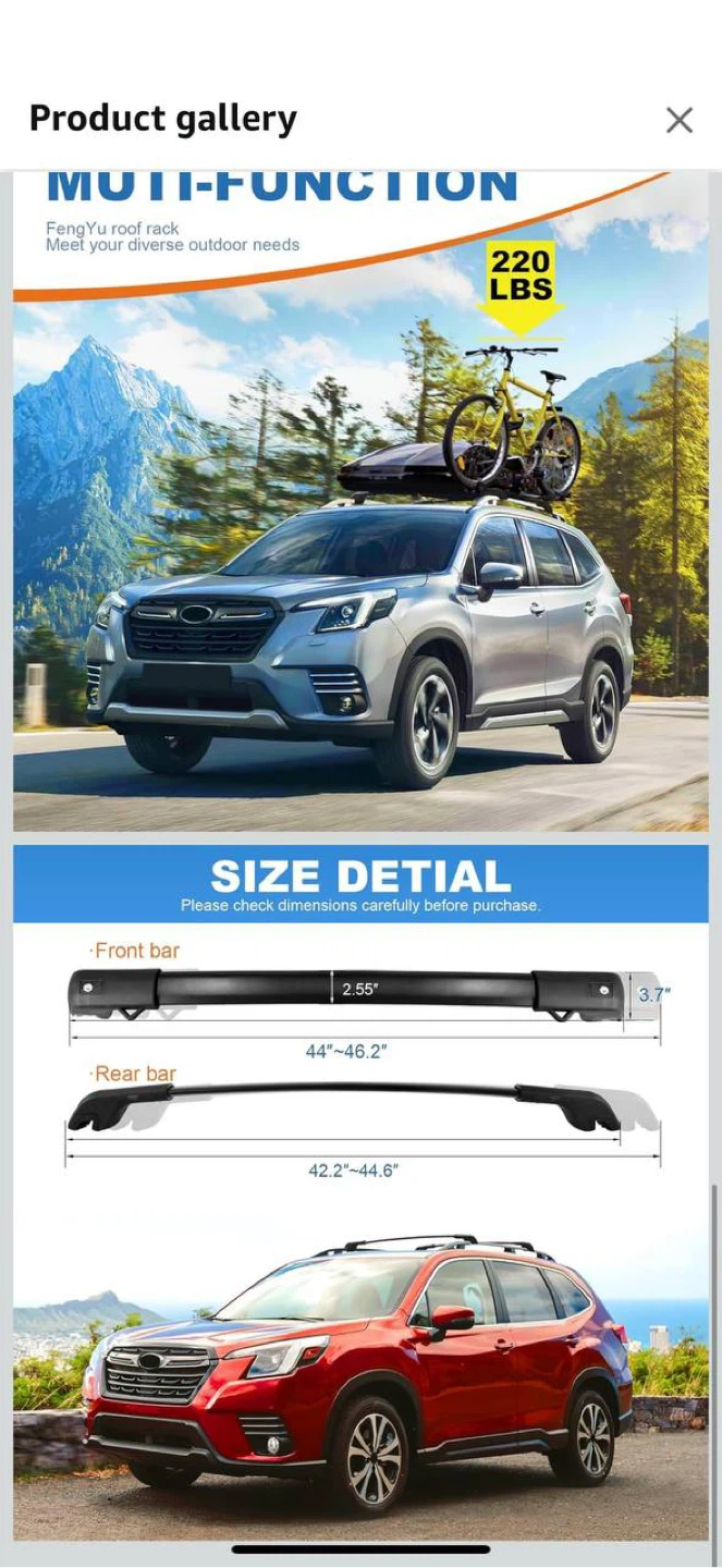 FengYu Roof Rack Cross Bars for Subaru Forester 2014–2025 🌧️ - photo 2