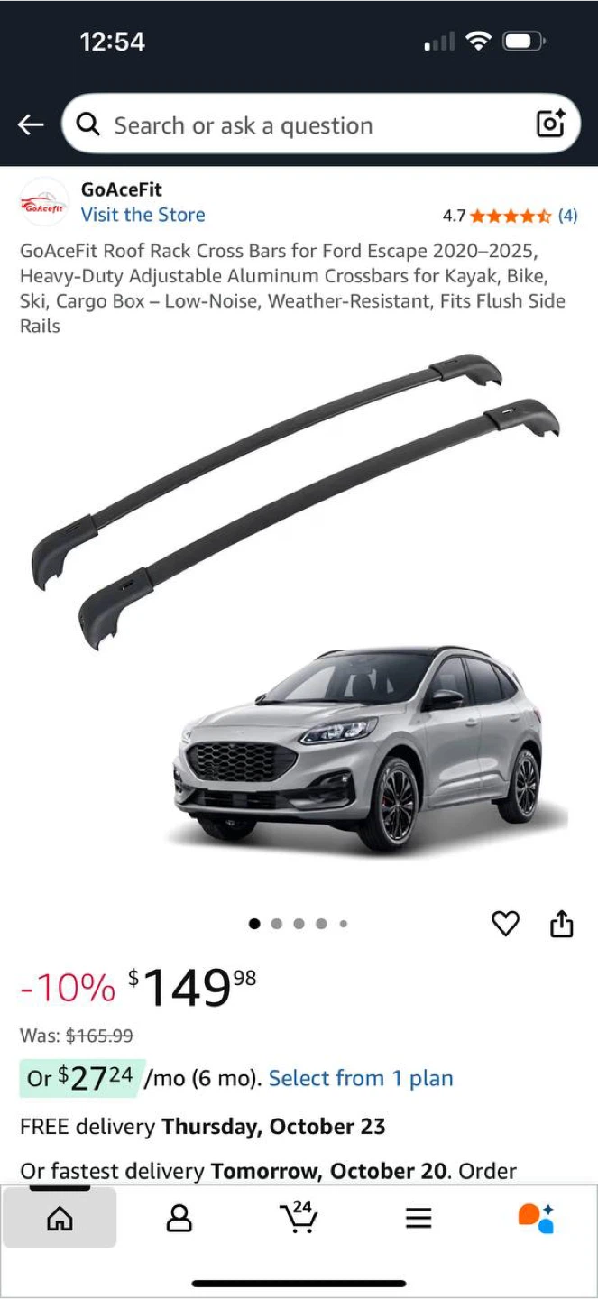 🚙 GoAceFit Roof Rack Cross Bars for Ford Escape 2020–2025 🌧️