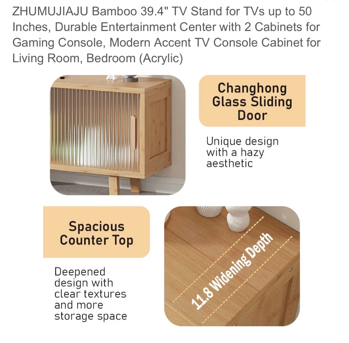 Zhumujiaju Bamboo TV Stand - 39.4 inch - photo 5