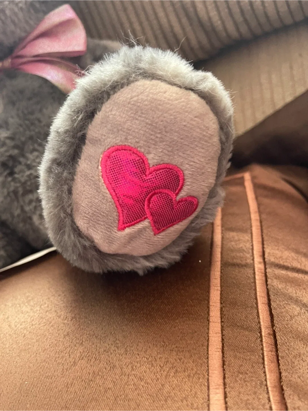 Grey Teddy Bear with Pink Bow image indicator(3)