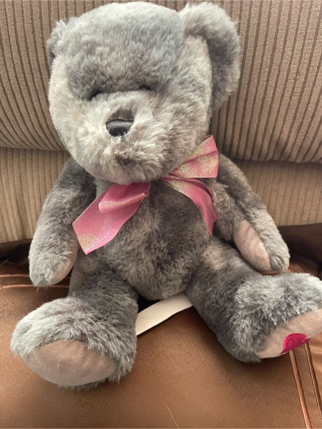 Grey Teddy Bear with Pink Bow image indicator(5)