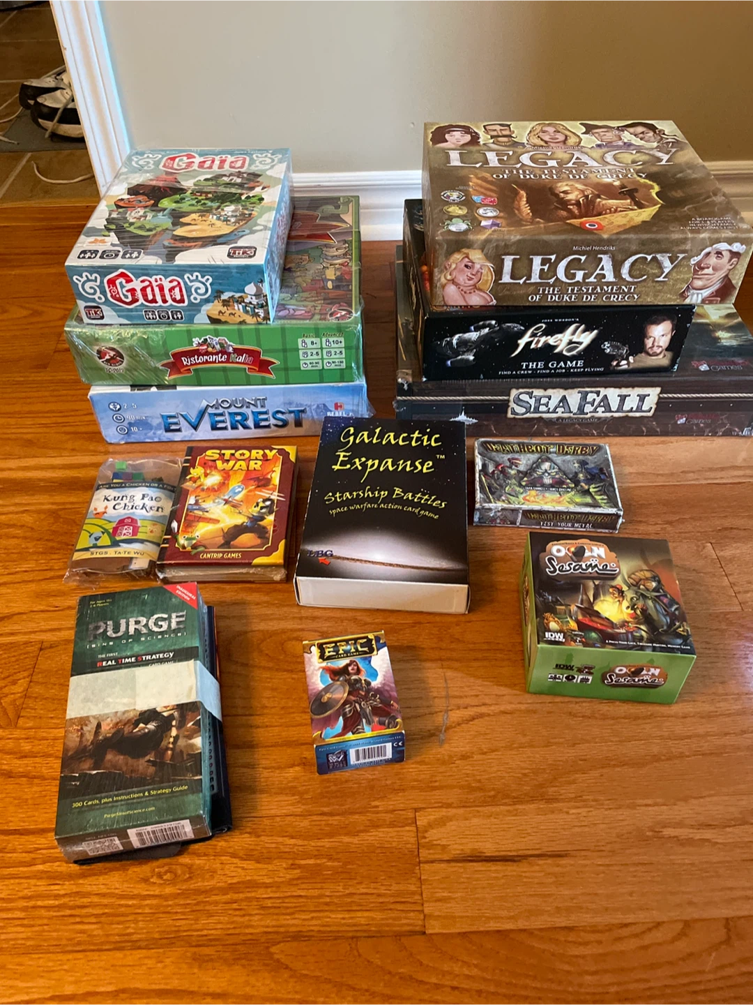 Board Games: Gaia, Legacy, Firefly, SeaFall +