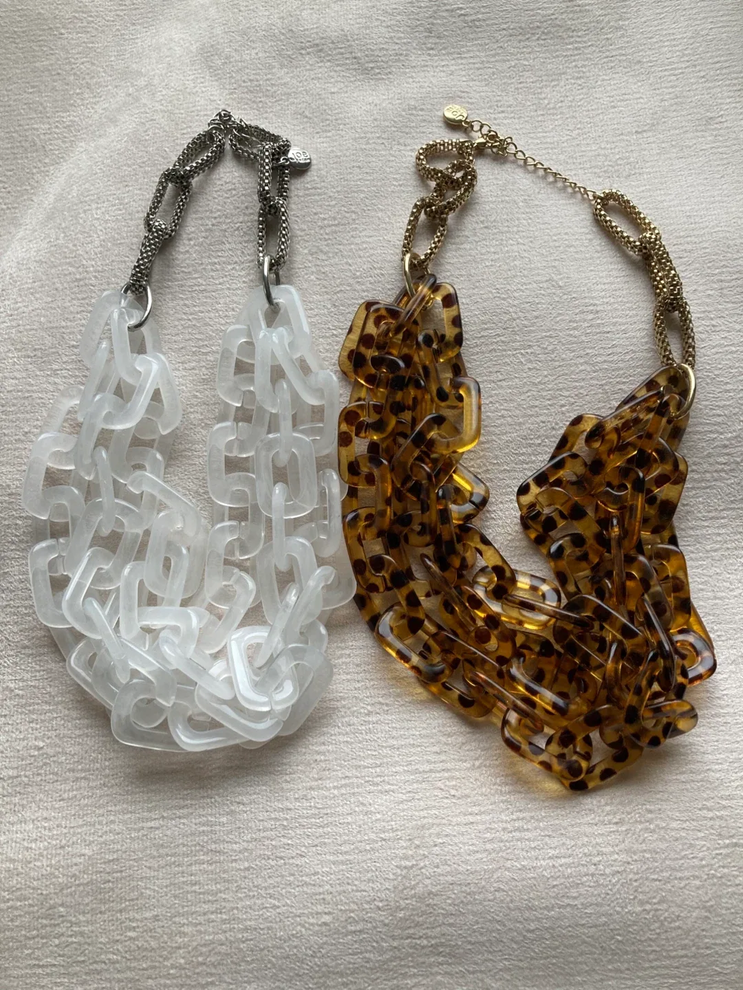 White and animal print statement necklaces thumbnail