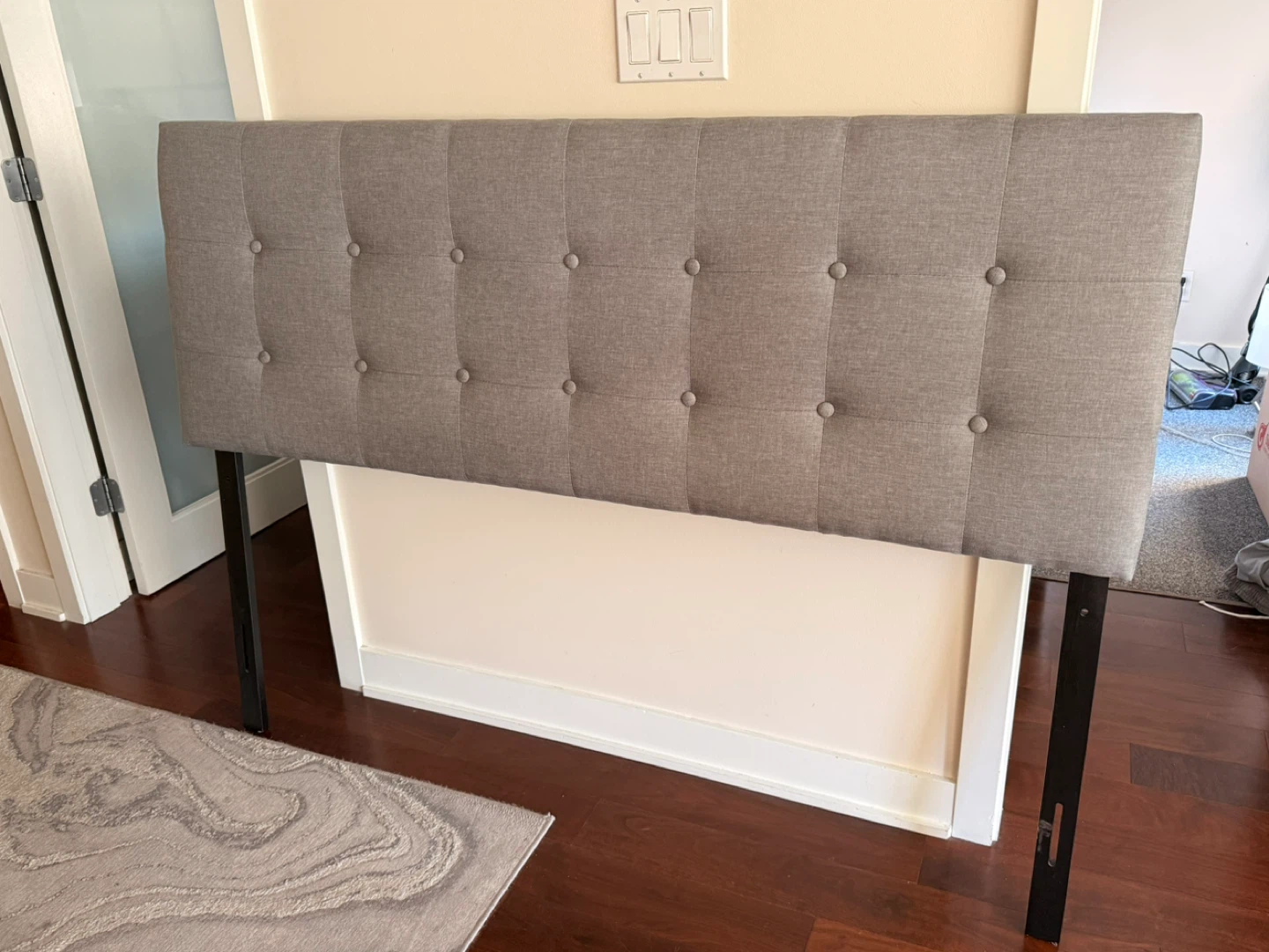 Queen Size Grey Upholstered Headboard