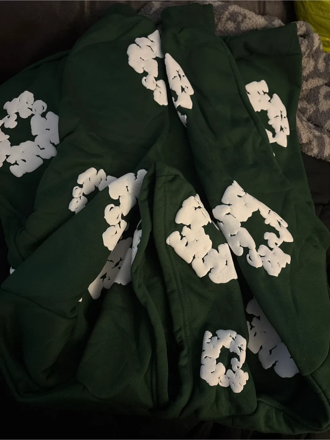 NEW Green Denim Tears Hoodie with White Designs image indicator(4)