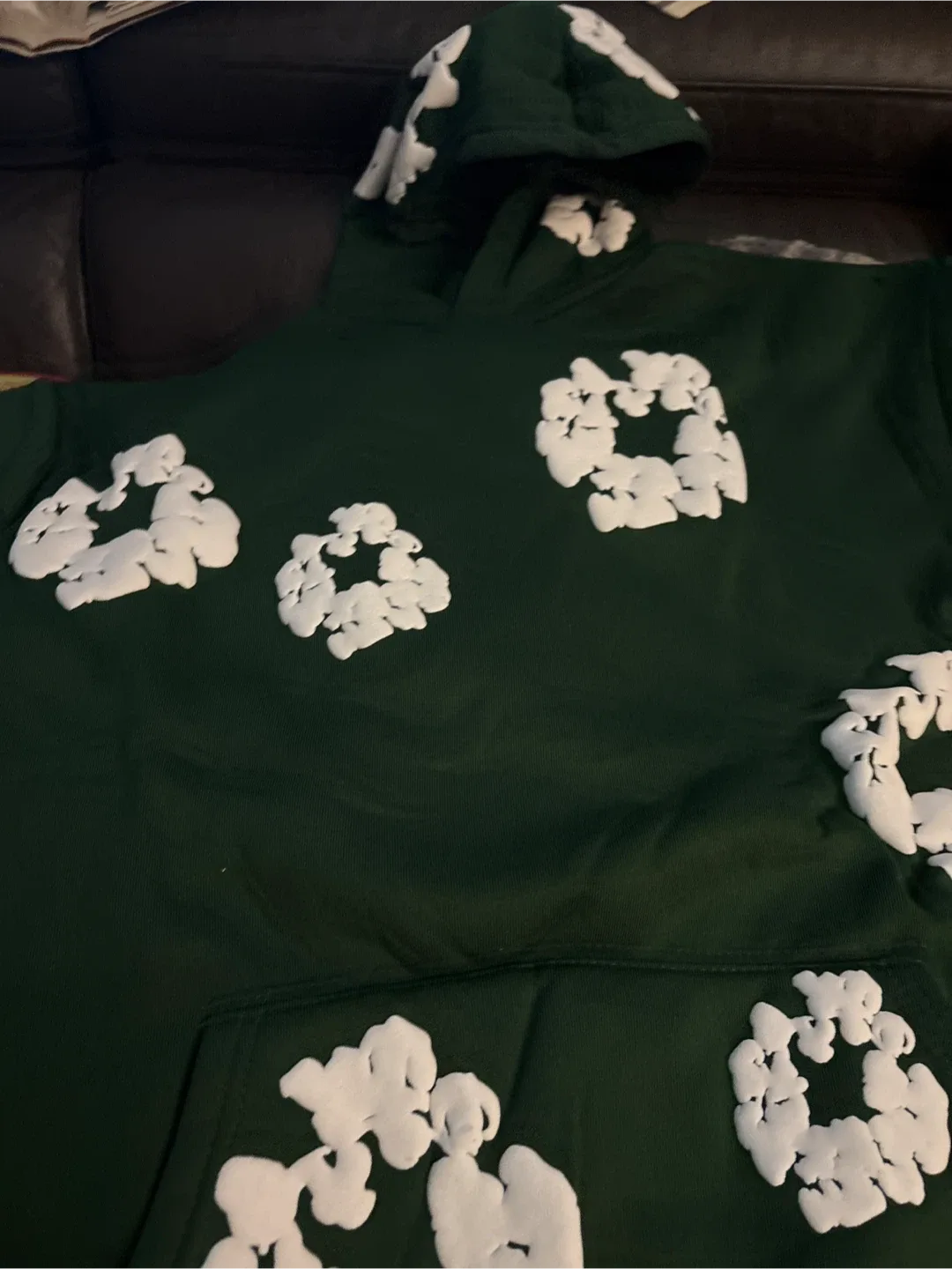 NEW Green Denim Tears Hoodie with White Designs image indicator(2)