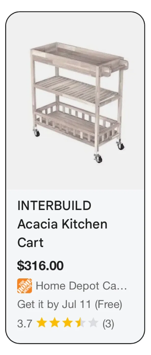 3 Tier Acacia Hardwood Kitchen Cart, Dusk Grey image indicator(6)