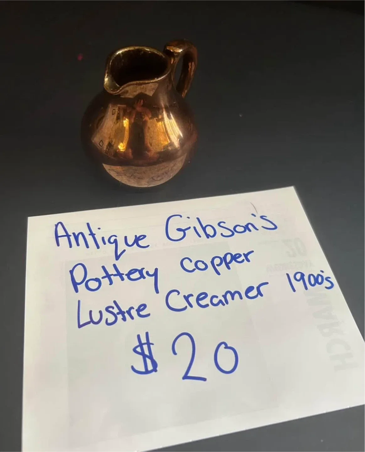 Antique Gibson's Pottery Copper Lustre Creamer