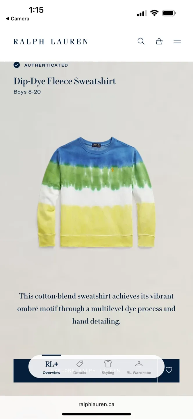 POLO RALPH LAUREN SWEATSHIRT BOYS 18-20 NEW WITH TAG image indicator(4)