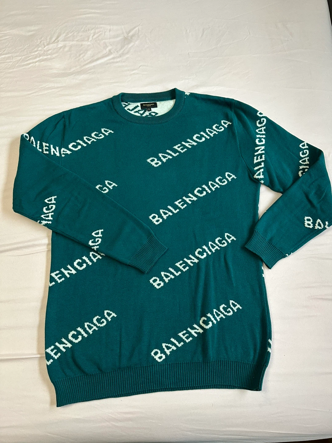 Balenciaga Paris All Over Logo Sweater - XL