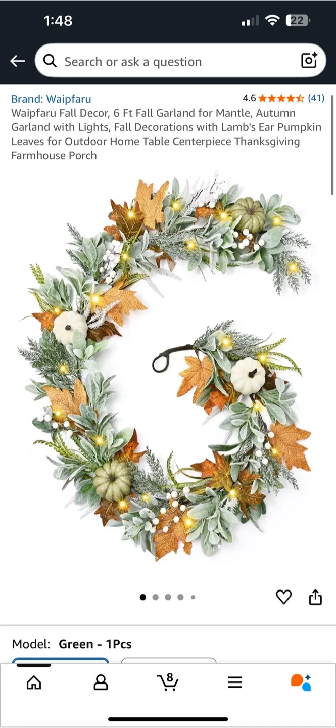 Waipfaru Fall Decor Garland - New in Box! thumbnail