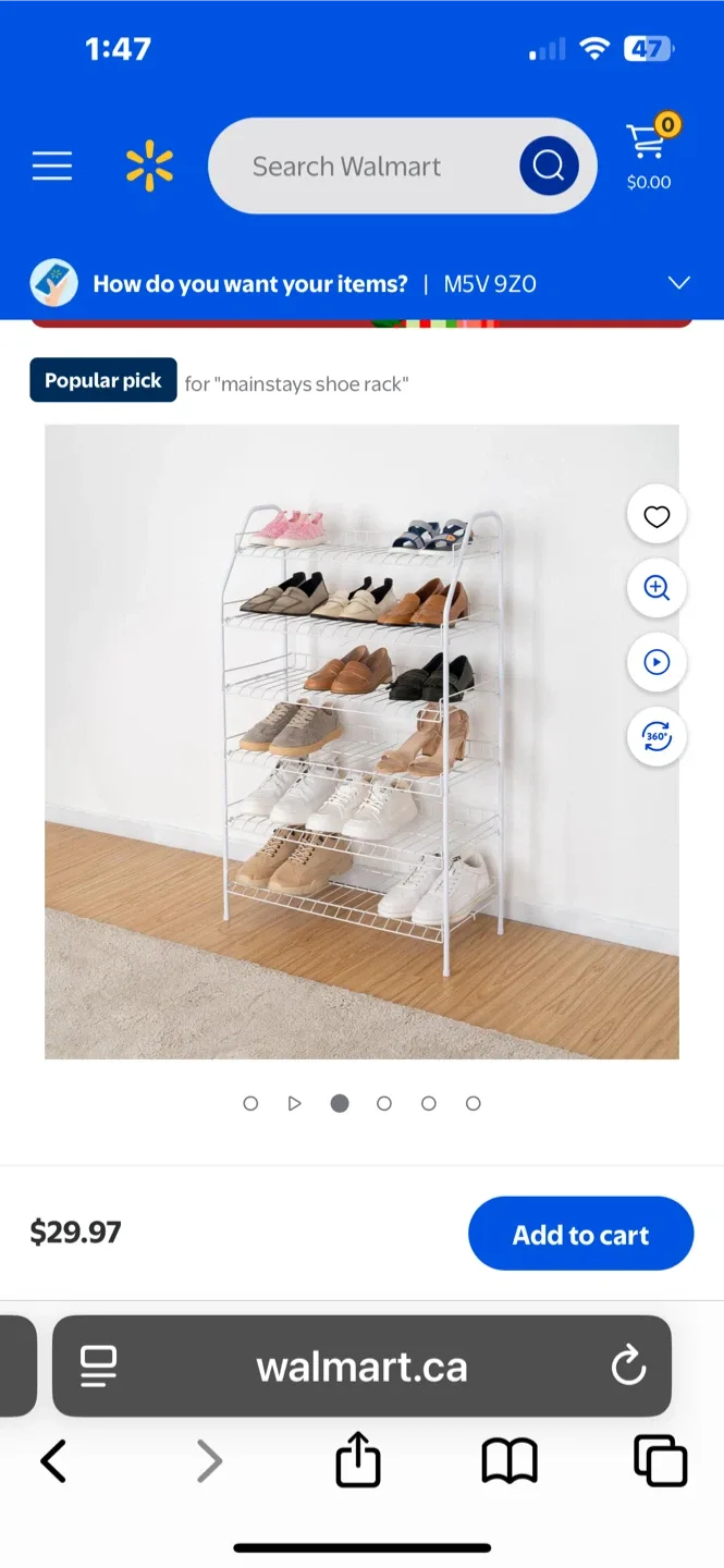 Mainstays 6-Tier White Shoe Rack