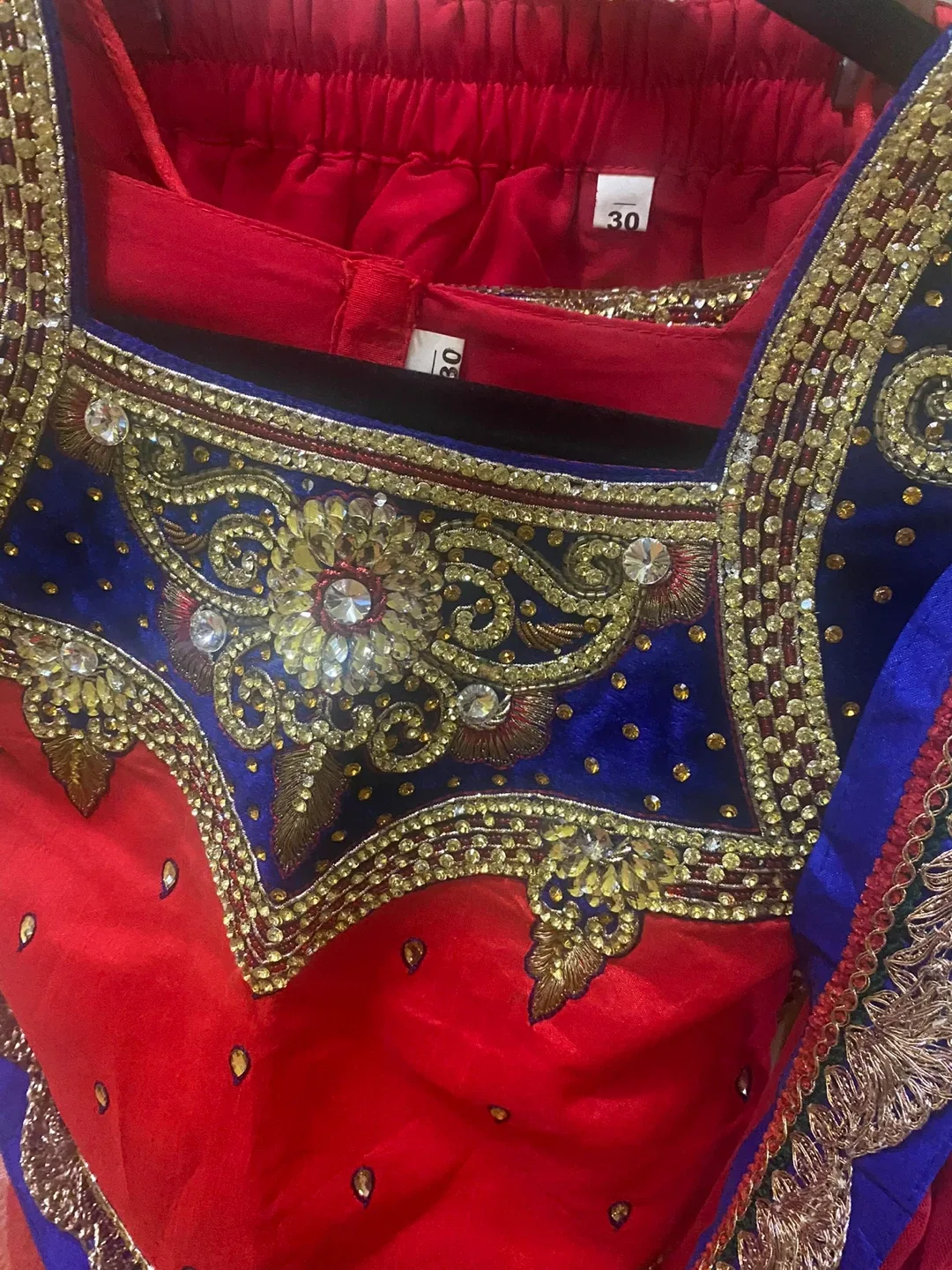 Red & Blue Indian Lengha Choli - Size 30 🥕 image indicator(3)